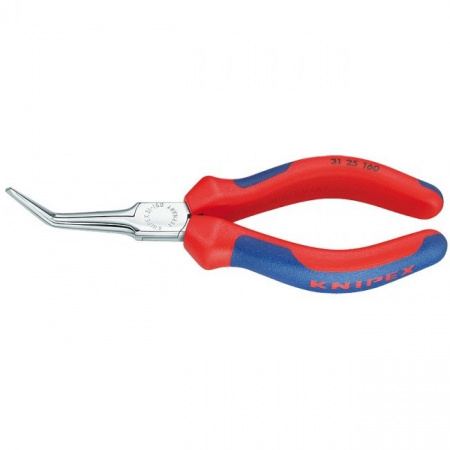 Knipex Длинногубцы, острые плоские гладкие губки 55 мм 45°, длина 160 мм, хром, 2-комп ручки