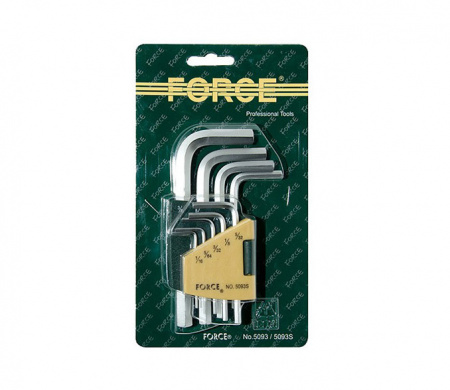 FORCE Набор ключей шестигранных 1/16"-3/8" Г-образных 9 предметов на держателе
