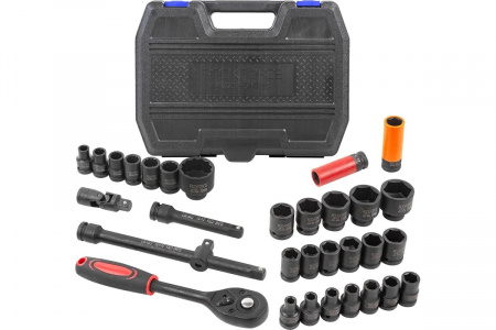 ROCKFORCE Набор головок ударных 32пр.1/2" 6гр. (10-32мм, Cr-Mo) в кейсе