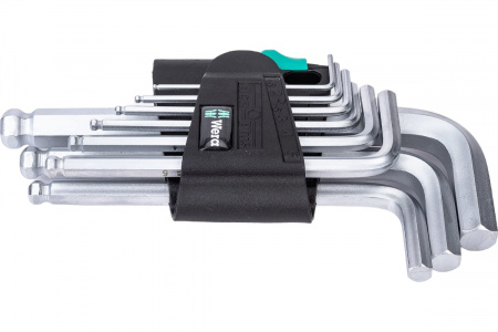 WERA 950/9 PKS Hex-Plus 3 Набор Г-образных ключей, хром, с шаром, 9 пр., 1.5/2/2.5/3/4/5/6/8/10 мм