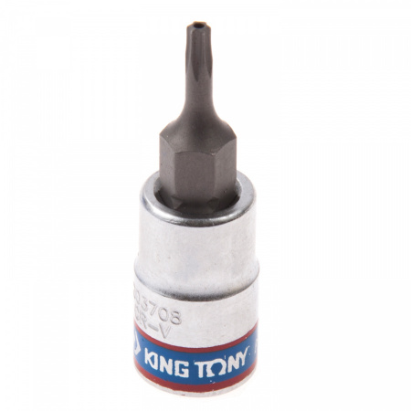 KING TONY Насадка (бита) торцевая 1/4", TORX, T8, L = 37 мм, с отверстием