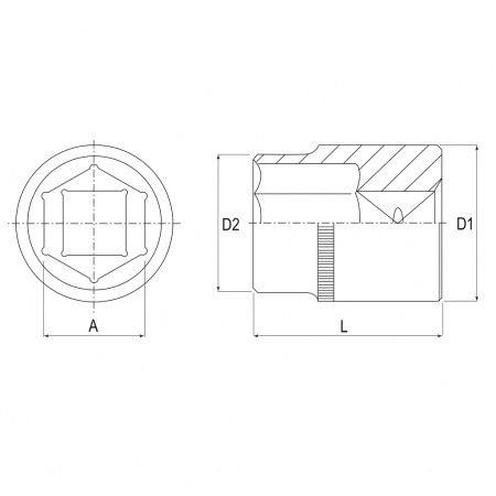 JONNESWAY Головка торцевая 3/4"DR, 60 мм, длина 78 мм