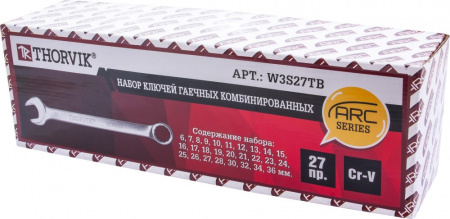 Thorvik Набор ключей гаечных комбинированных серии ARC в сумке, 6-36 мм, 27 предметов