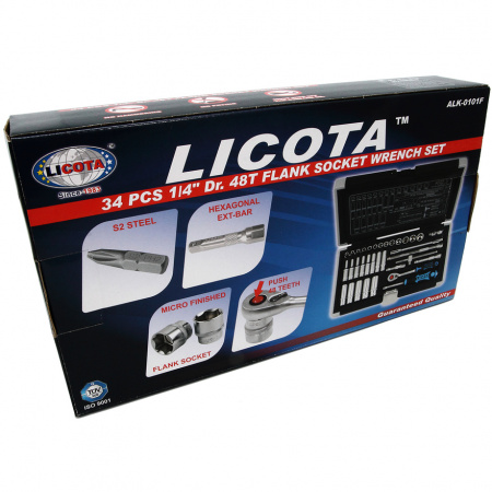 Licota Набор торцевых головок 1/4", шестигранные, 4-14 мм, 34 предмета