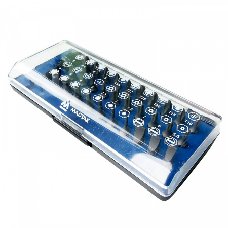 МАСТАК Набор вставок (бит) 1/4", TORX, HEX, PZ, PH, SLOT, 31 предмет