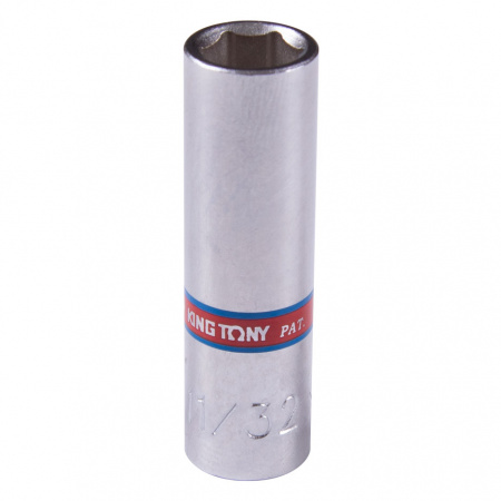 KING TONY Головка торцевая глубокая шестигранная 1/4", 11/32", дюймовая