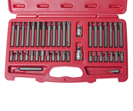 JTC Набор бит 1/2"&3/8" 6-ти гранных HEX, TORX, SPLINE + 2 держателя (кейс) 42 предмета 
