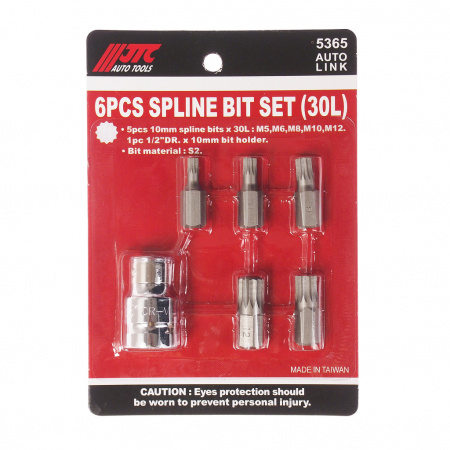 JTC Набор вставок 1/2"DR SPLINE M5-12 с держателем 6пр