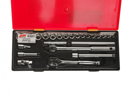 JTC Набор головок торцевых 3/8" 6-ти гранных 06-22 мм 23 предмета в кейсе 