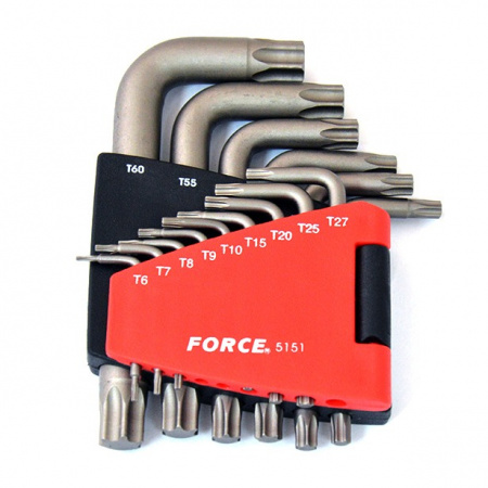 FORCE Набор ключей TORX Г-образных ударопрочные Т6-T60 15 пр.