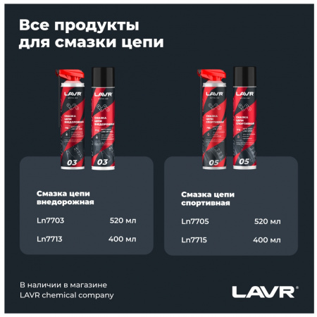 ЛАВР МОТО Смазка для цепи мотоцикла Спортивная 520 мл