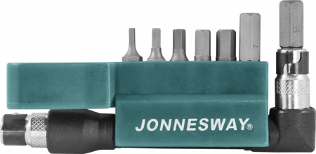 JONNESWAY Комплект вставок-бит 1/4"DR шестигранных, H2-H8, c Г-образным приводом, 8 предметов
