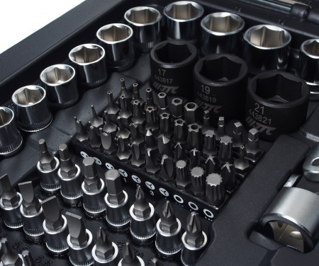 JTC Набор инструментов 216 предметов слесарно-монтажный 1/4",3/8",1/2" 6-ти гранных в кейсе 