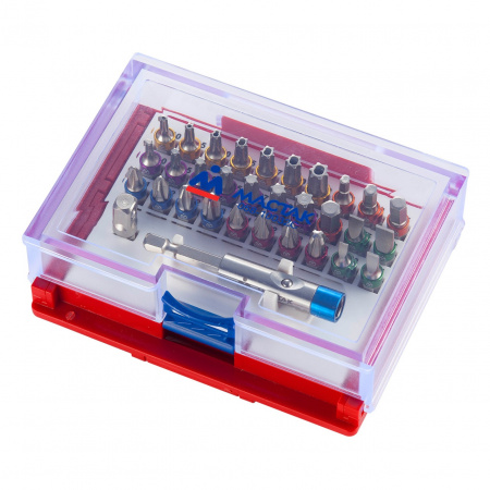 МАСТАК Набор вставок (бит) 1/4", TORX, HEX, PZ, PH, SLOT, 32 предмета