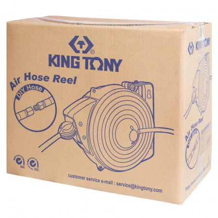 KING TONY Шланг на автоматической катушке, полиуретановый 8х12 мм, 10 м, резьба 1/4"