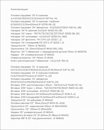FORCE Набор инструмента 1/2"&1/4" Surface 4-32 мм вставки, насадки 108 пр. в кейсе