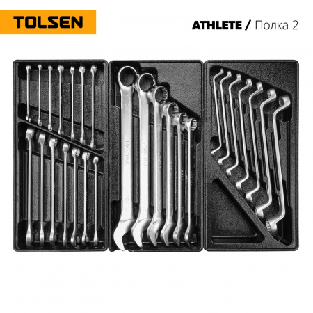 TOLSEN Набор инструментов "ATHLETE" для тележки, 15 ложементов, 189 предметов