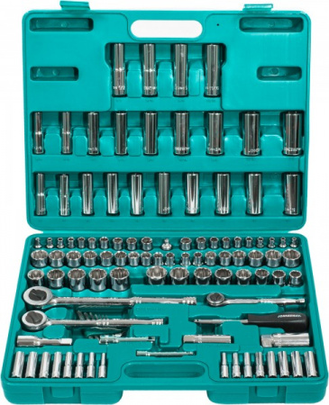 JONNESWAY Набор инструмента универсальный 1/4", 3/8" и 1/2"DR, 107 предметов