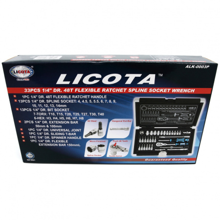 Licota Набор торцевых головок Spline 1/4", 33 предмета 