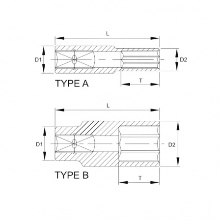 Licota Головка торцевая глубокая, 3/8", 6-гранная, 8 мм