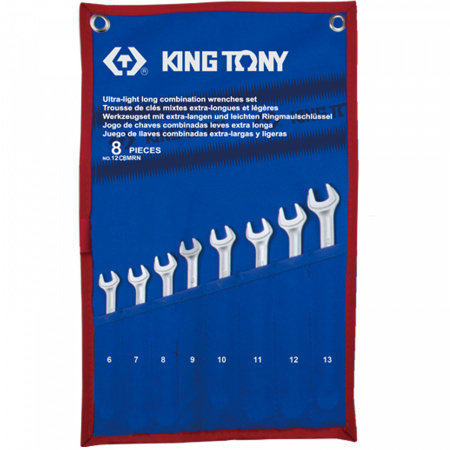 KING TONY Набор комбинированных удлиненных ключей, 6-13 мм, чехол из теторона, 8 предметов