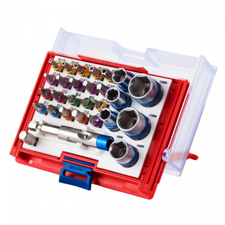 МАСТАК Набор вставок (бит) 1/4", TORX, HEX, PZ, PH, SLOT, 28 предметов